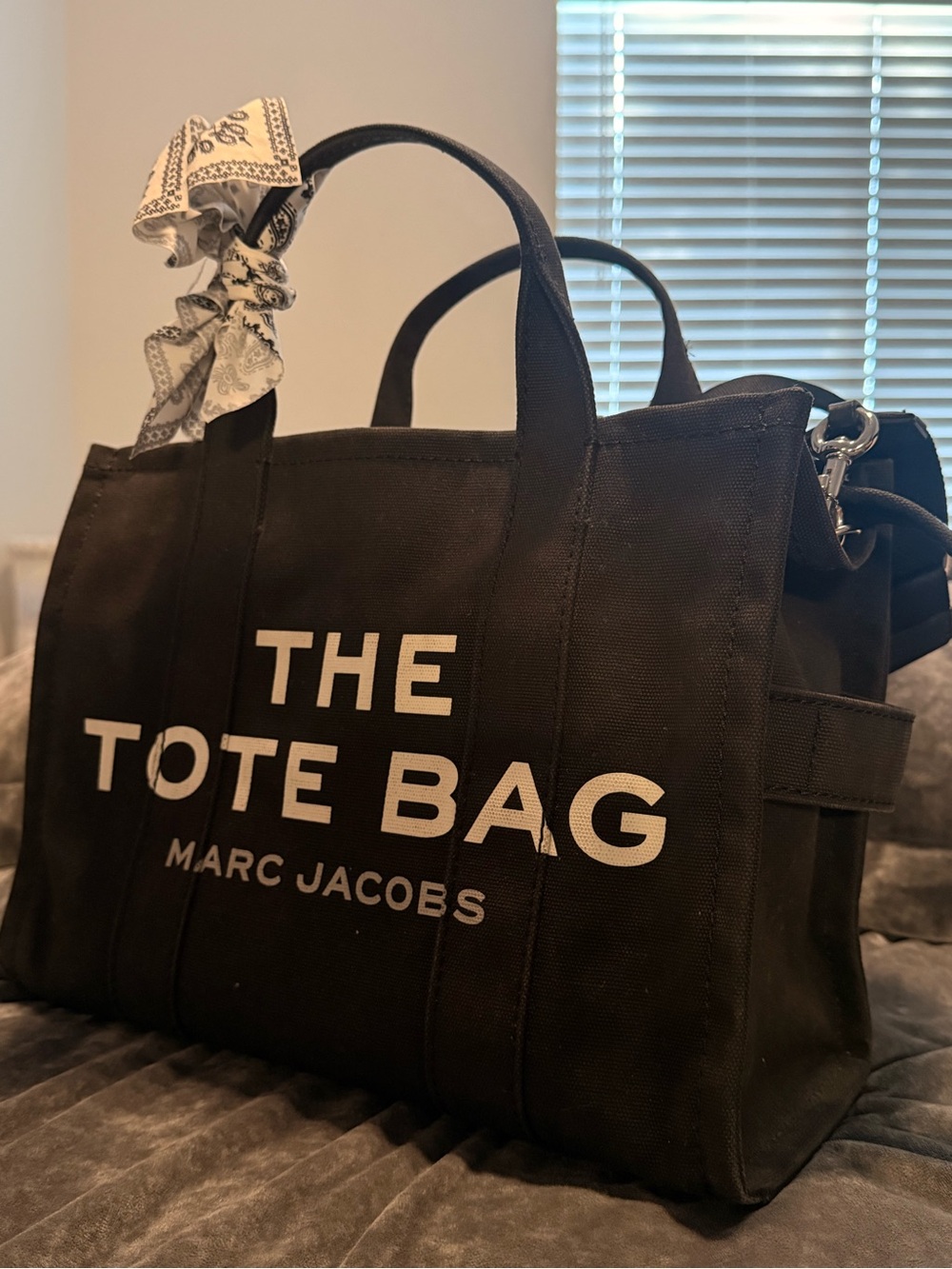 Marc Jacobs Black Canvas 'The Tote Bag' with Bandana Accent